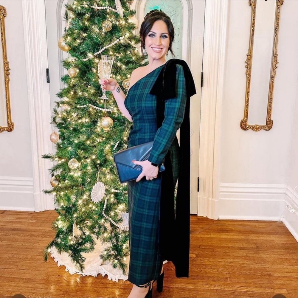 Antonio Melani x Born on Fifth Jennings Plaid Velvet Bow Detail Maxi Dress - Picture 4 of 16